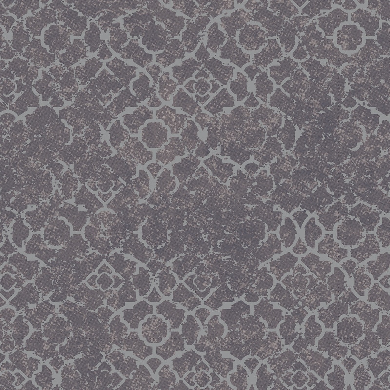 Galerie Wallcoverings Emporium 3D Embossed Aged Quatrefoil Non-woven Metallic Wallpaper Roll - 33 feet x 21 inches - Purple