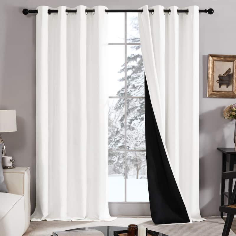 Deconovo 100 Percent Blackout with Liner Grommet Curtain (2 Panel) - W52 x L95 - Cream