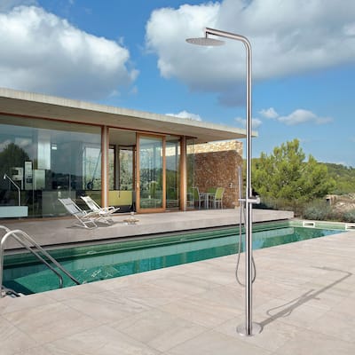 87"H Stainless Steel Freestanding Outdoor Shower with Handheld shower