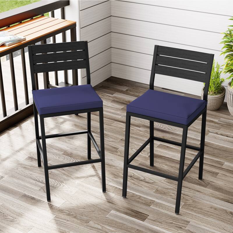 Pellebant Outdoor 2 or 4PCS Barstools with Cushion - 15.9 in D x 17.3 in W x 40.2 in H