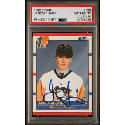 Jaromir Jagr 1990 Score Signed Hockey Rookie Card #428 Auto Graded PSA 10 736385 - 8'6" x 11'6"
