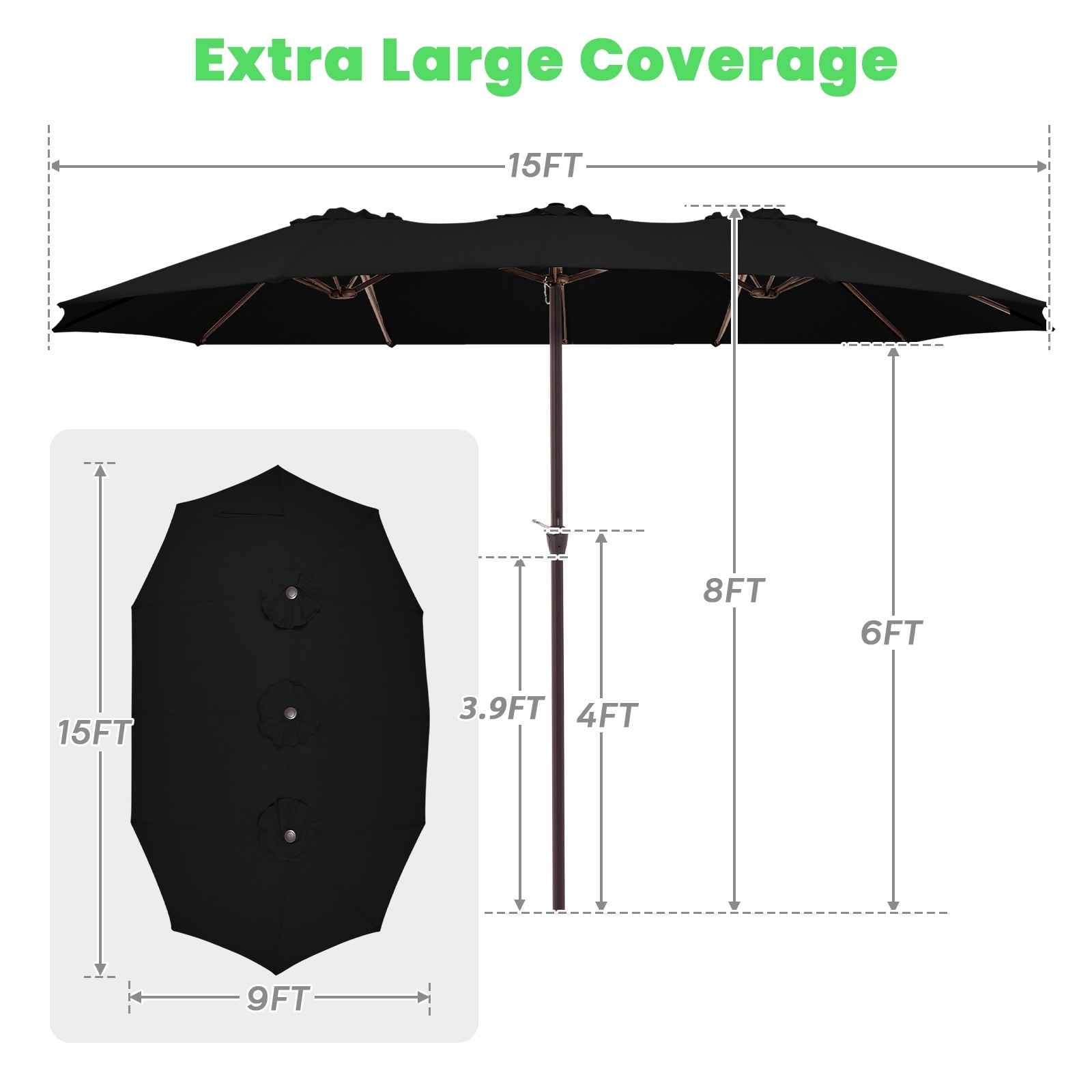 4ft patio umbrella Outsunny 14.4ft Large with 36 Solar LED Lights Gray the PURPLE LEAF umbrella is a versatile choice that enhances the comfort and ambiance of your patio or garden Patio Umbrella | Domi Outdoor