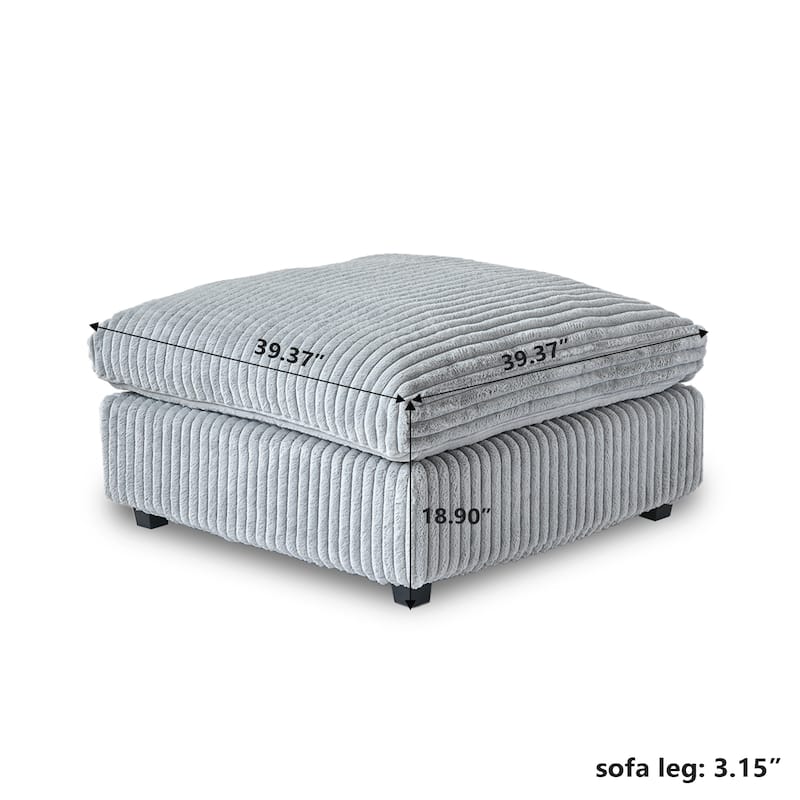 157" Comfy Modular Sofa with Ottoman, Deep Seat Cloud Sectional Couches, Cushion Covers Removable