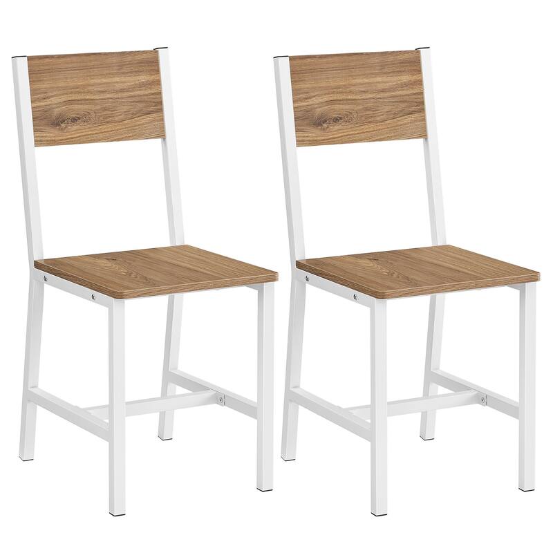 Wood Dining Chair, Rustic Wooden Chairs with Metal Steel Frame