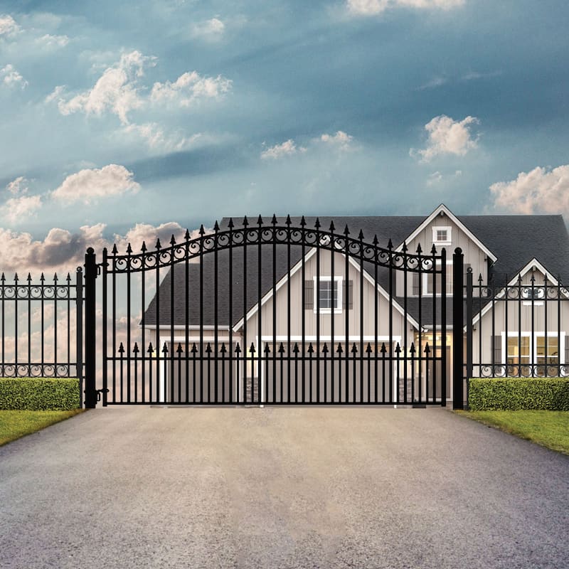 ALEKO Steel Single Swing 18 ft Driveway Gate Prague Style Black