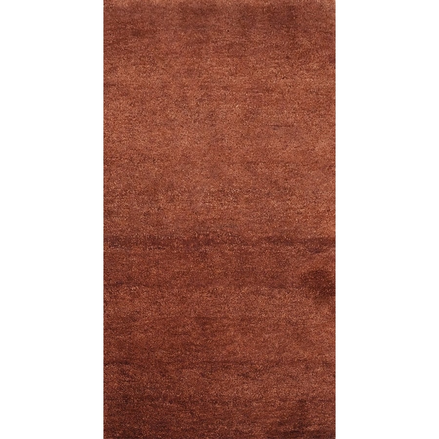 Hand Knotted Oriental 100% Wool Carpet Modern Solid Brown Gabbeh Runner Rug - 4' 7'' X 2' 5''
