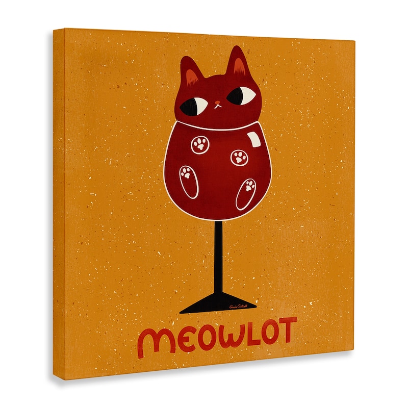 Stupell Meowlot Cat Merlot Canvas Wall Art Design By Carrie Cantwell