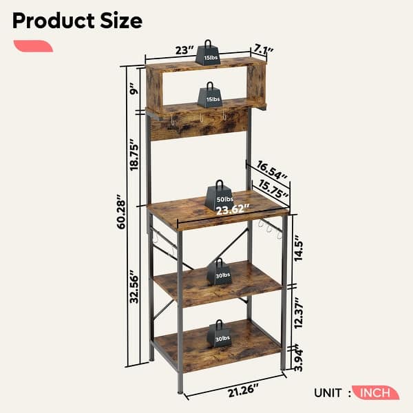 Aquzee 6 Tiers Bakers Racks For Kitchens, 70.8"H X 47.2"W X
