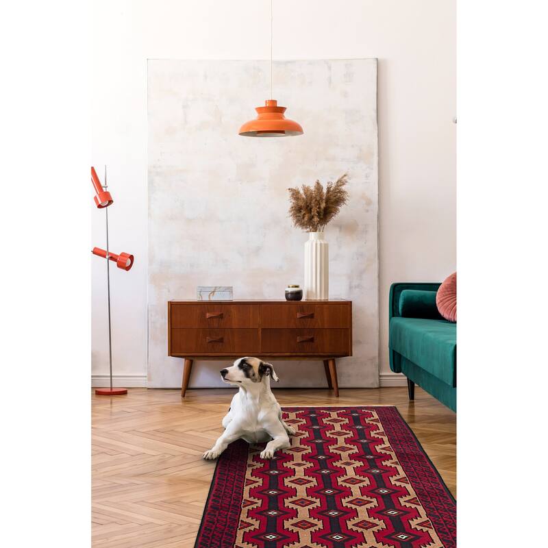 ECARPETGALLERY Hand-knotted Baluch Red Wool Rug - 3'4 x 6'5