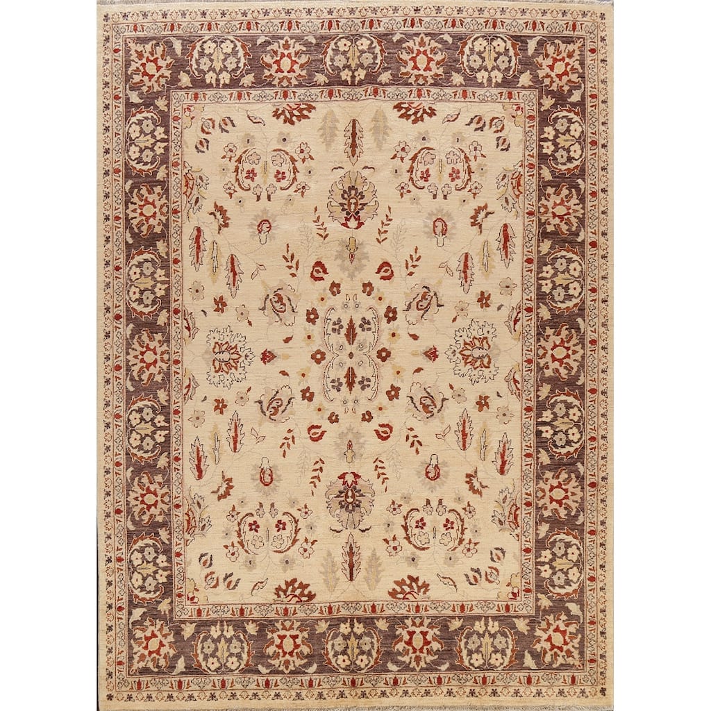 Floral Peshawar Oriental Area Rug Handmade Traditional Wool Carpet - 8'2" x 9'10"