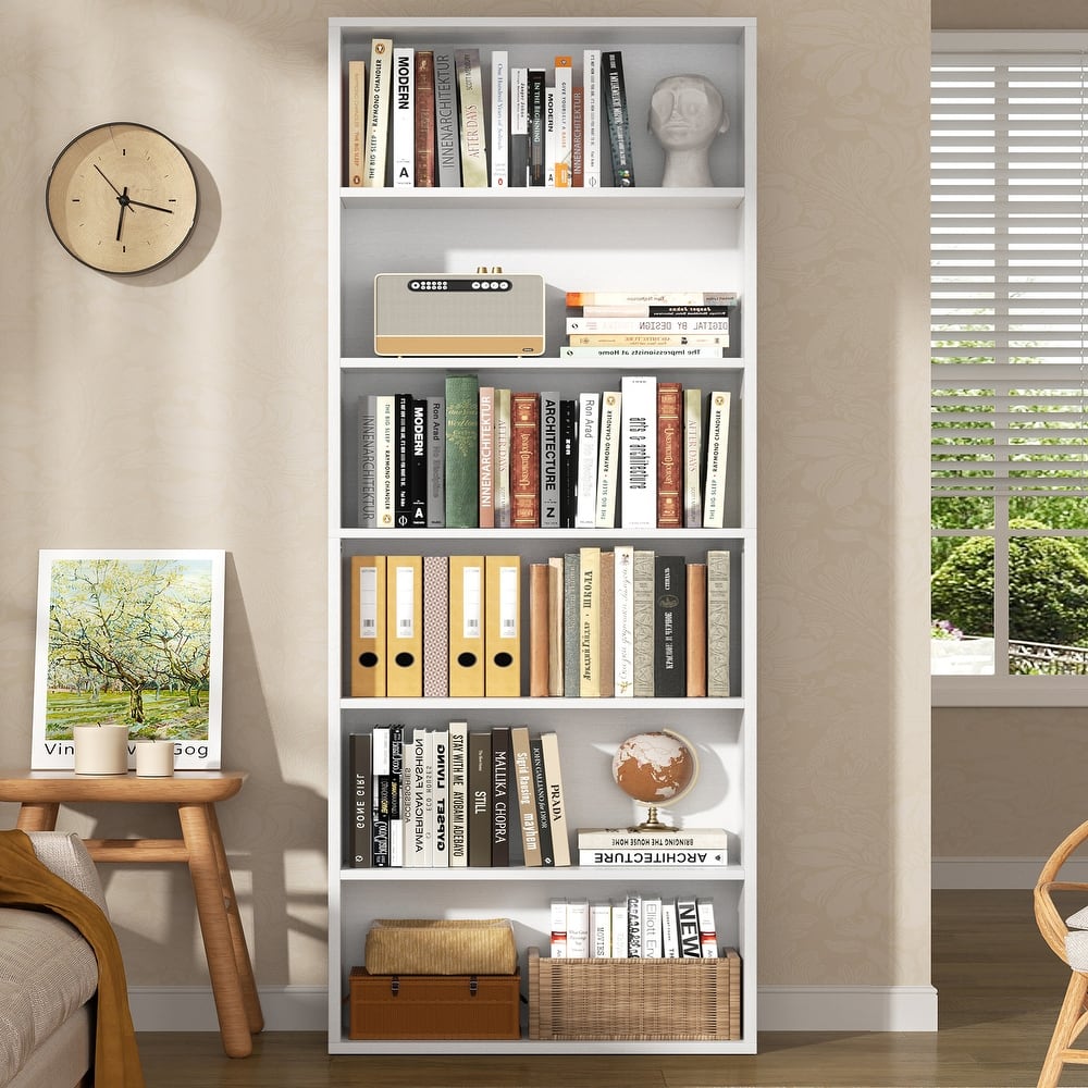 6-Tier Rustic Wooden Storage Bookshelf