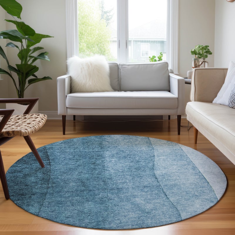 Machine Washable Indoor/ Outdoor Chantille Contemporary Ombre Rug - Blue - 8' x 8'