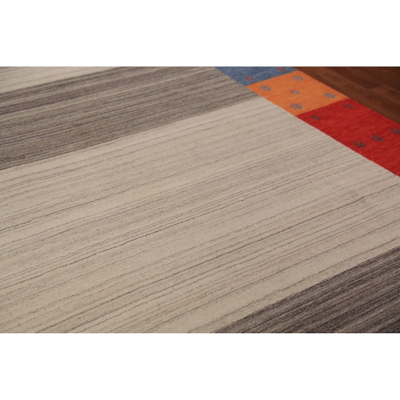 Striped Gabbeh Oriental Area Rug Handmade Wool Carpet - 6'7"x 9'8"