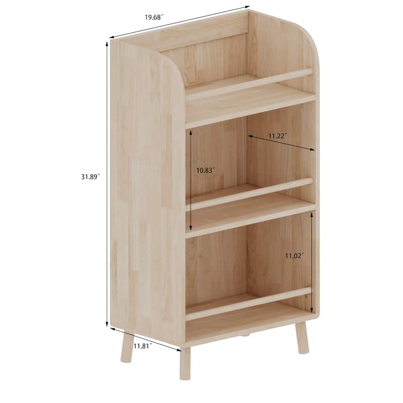 Pine Solid Wood Bookshelf/Bookcase - 0.6" Thick Shelves Heavy Duty Storage Rack - Natural Wood