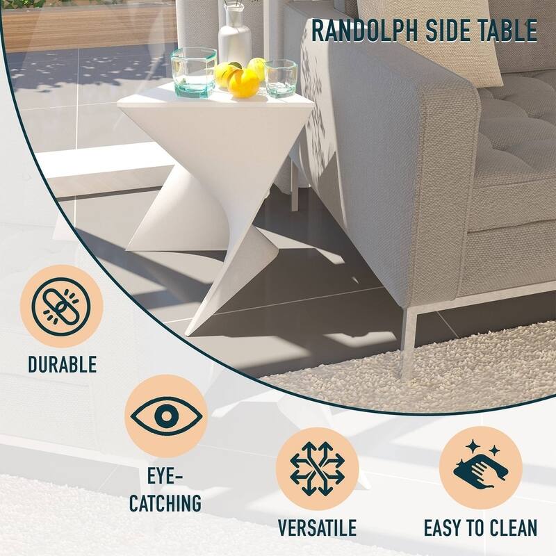 LeisureMod Randolph Modern Side Table - Grey - 15.5 x 17 x 17