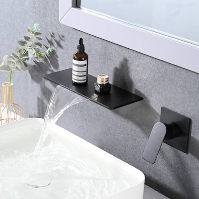 Waterfall Wall Mounted Bathroom Sink Faucet Single Handle Bathroom Faucet 2 Holes Modern Basin Vanity Taps With Valve
