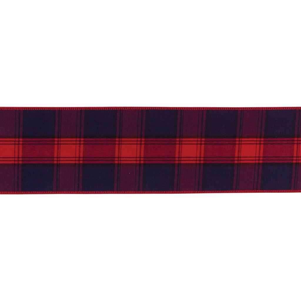 Plaid Christmas Wired Craft Ribbon - 2.5" x 10 Yards - Red and Blue