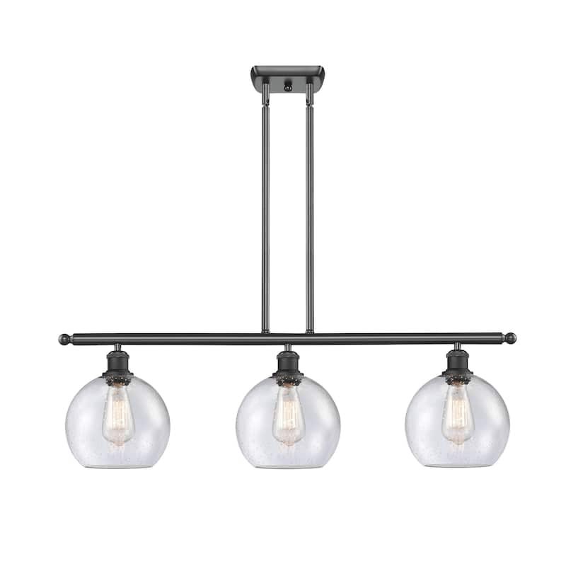 Innovations Lighting Athens 3 Light 36" Island Light - 8" Shade - Seedy/Matte Black