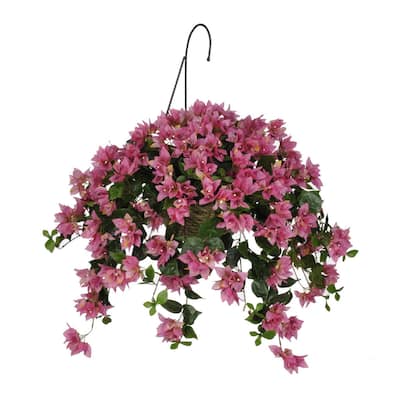 Faux Orchid Pink Bougainvillea Hanging Basket