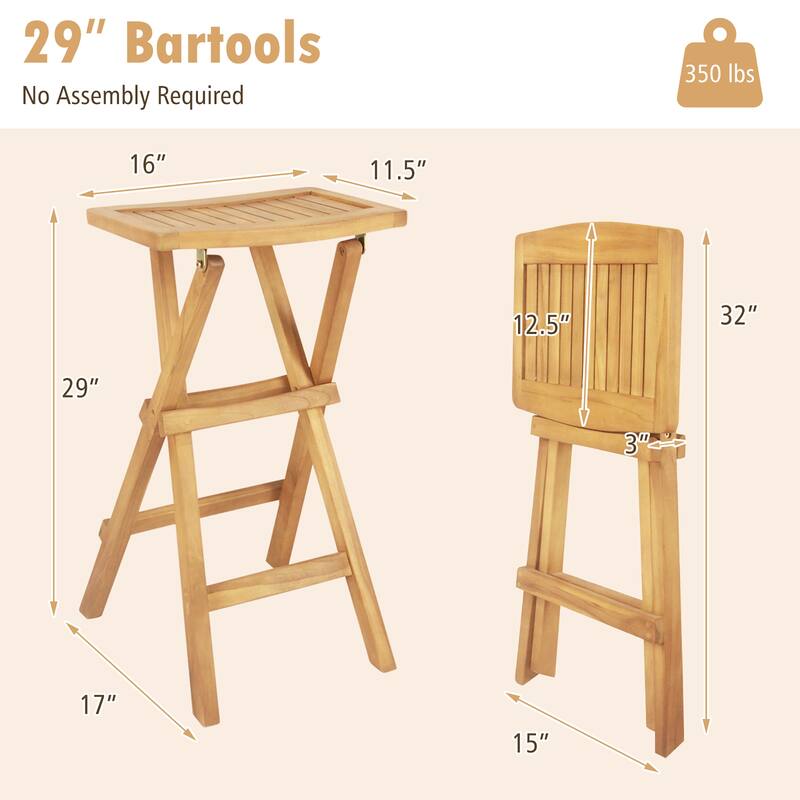 Gymax Outdoor Bar Stools Set of 2 w/ Countered Seat & Footrest Patio