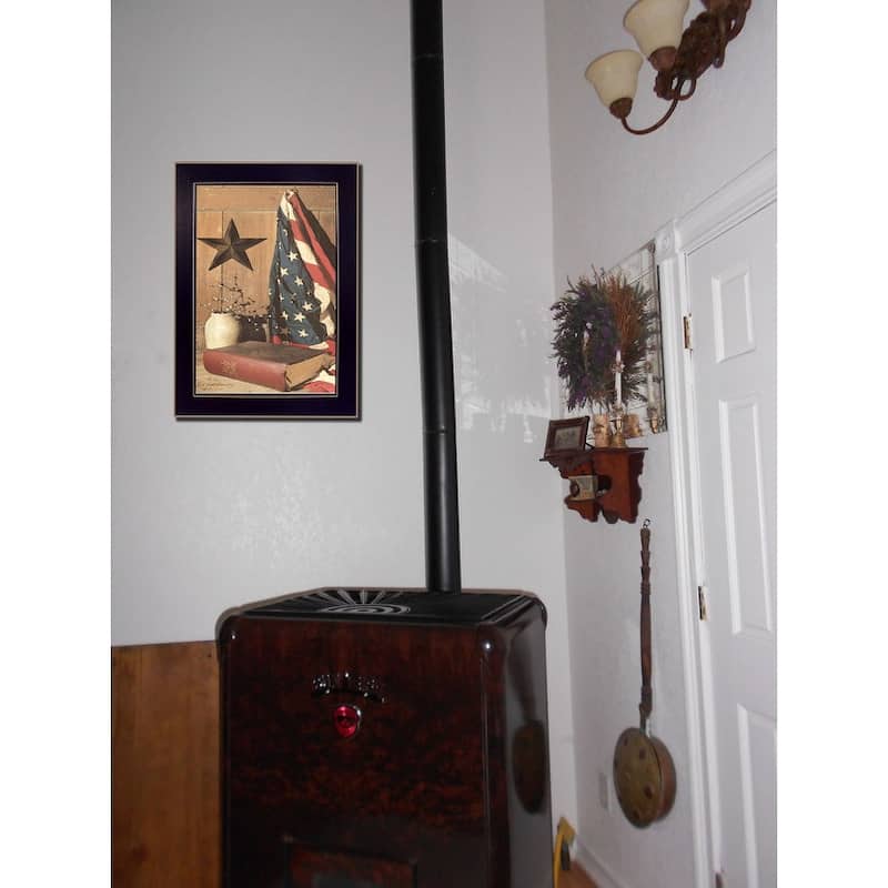 TrendyDecor4U Contemporary "God and Country" Framed Print Wall Art by Billy Jacobs - Multi-Color