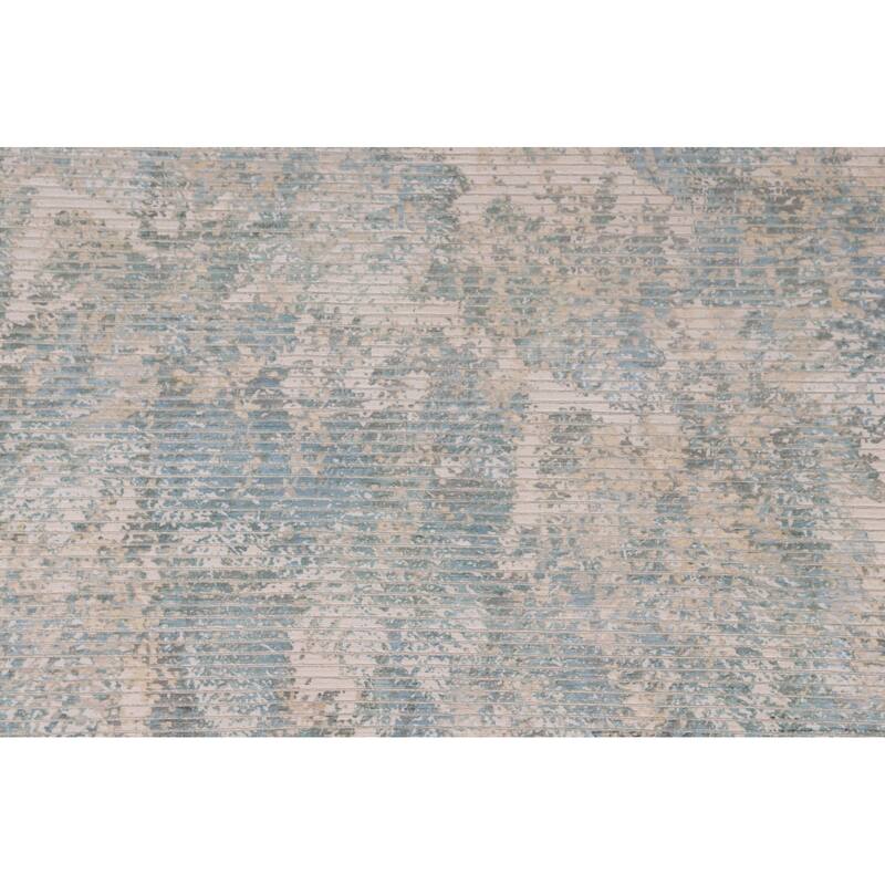 Striped Abstract Indian Area Rug Handmade Wool Carpet - 5'6"x 7'7"