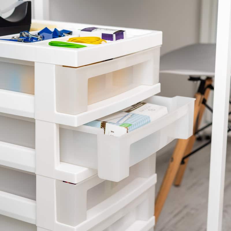 5-Drawer Storage Cart White/Pearl