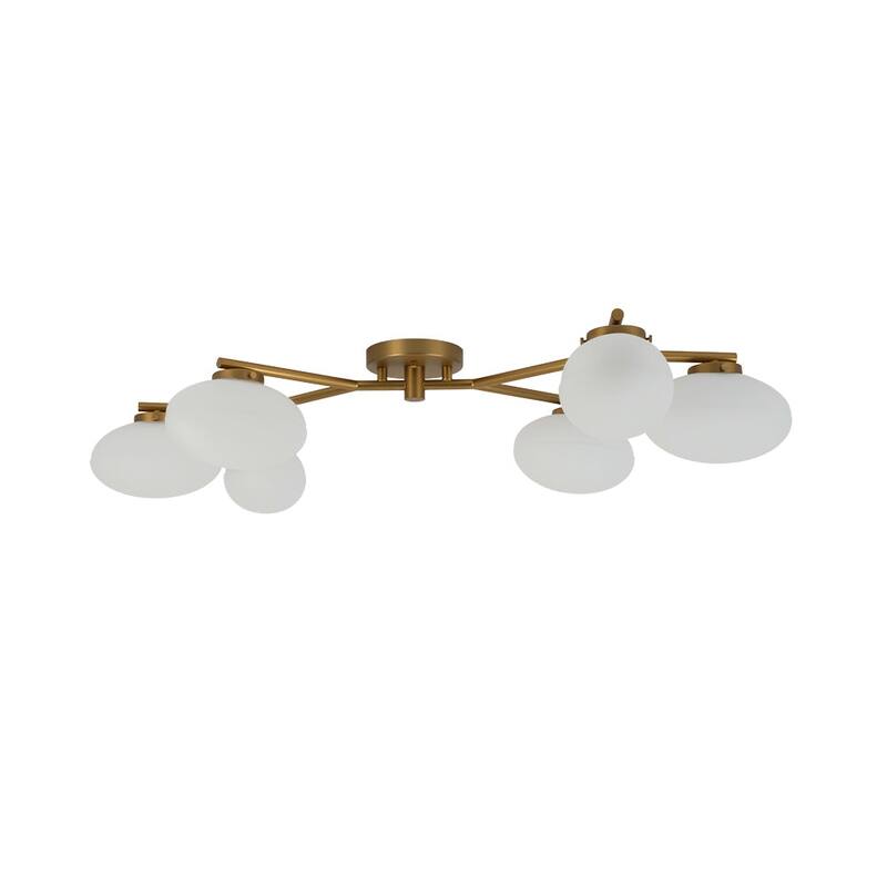 Modern 6-Light Opal Glass Globe Branch Sputnik Ceiling Light