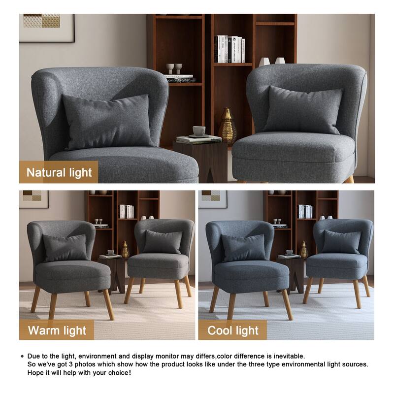2 Set Upholstered Accent Chair Armchair Linen Side Chair