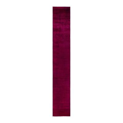 Overton Hand Knotted Wool Vintage Inspired Modern Contemporary Overdyed Pink Runner Rug - 2' 7" x 17' 7"