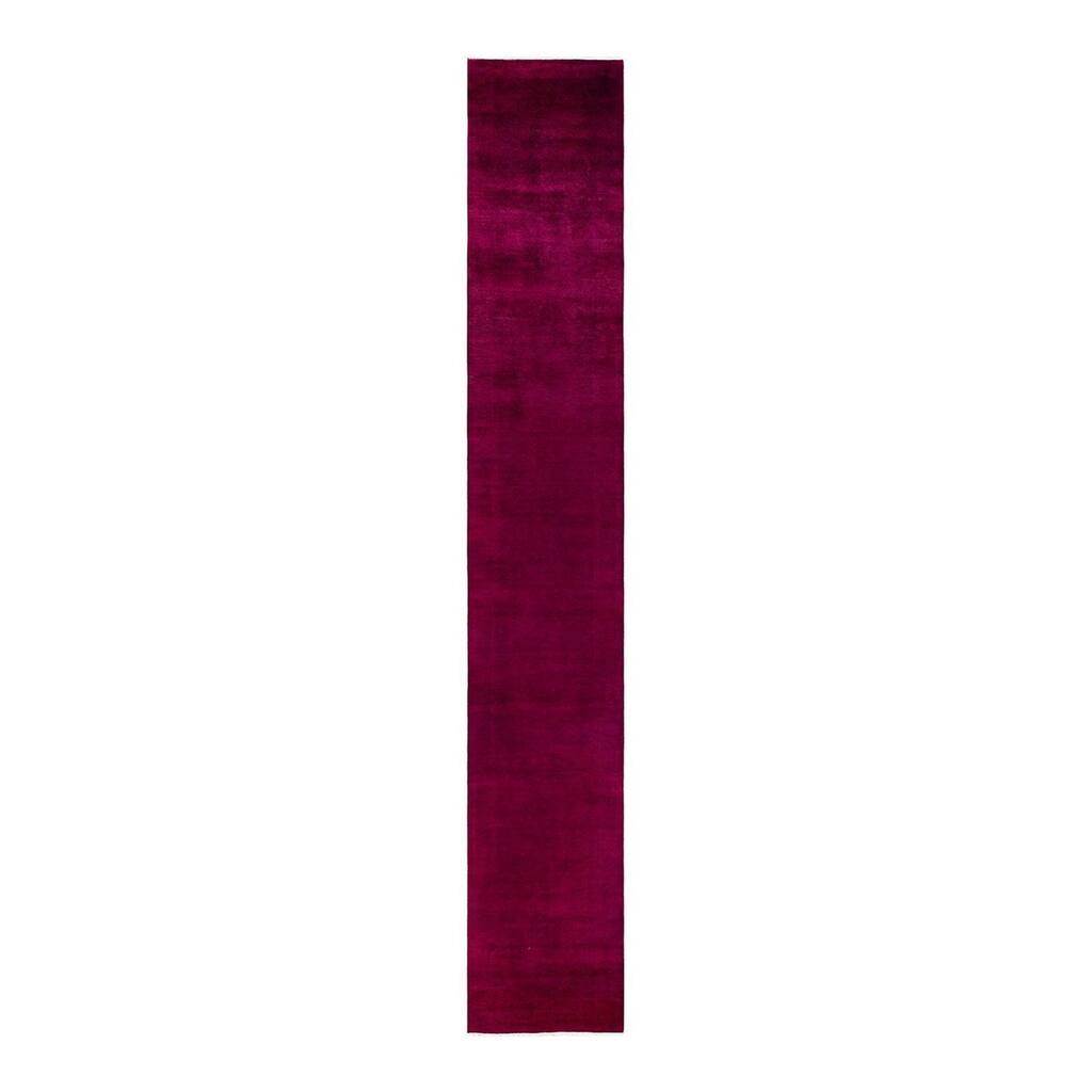 Overton Hand Knotted Wool Vintage Inspired Modern Contemporary Overdyed Pink Runner Rug - 2' 7" x 17' 7"