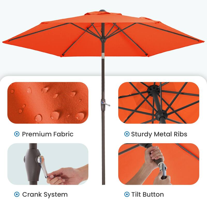 7.5-ft Patio Market Umbrella with UV-Risistance,Crank & Tilt