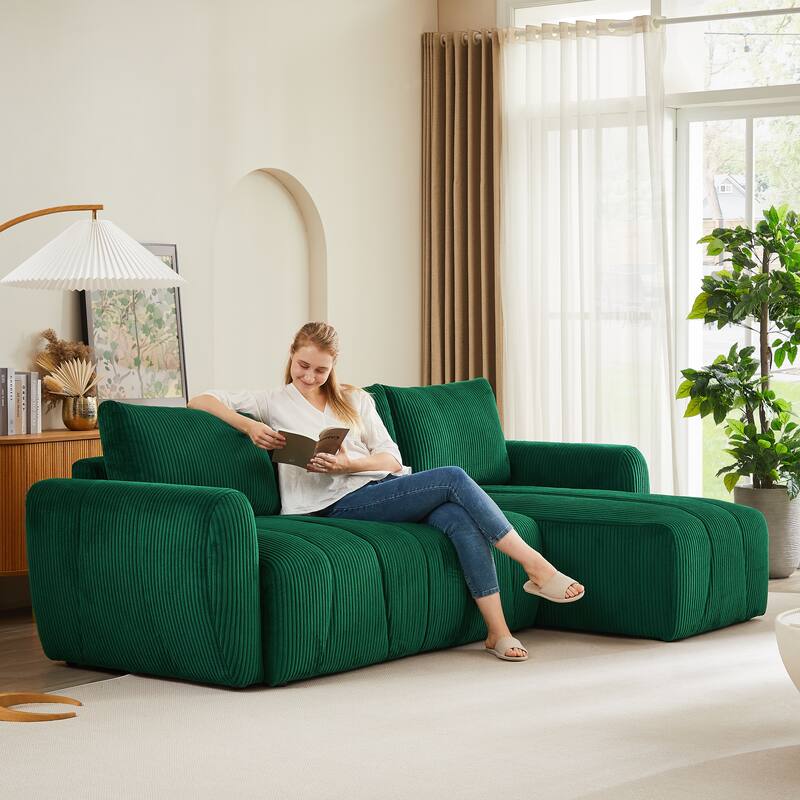 105.2" Corduroy L-Shaped Sectional Sofa with Storage