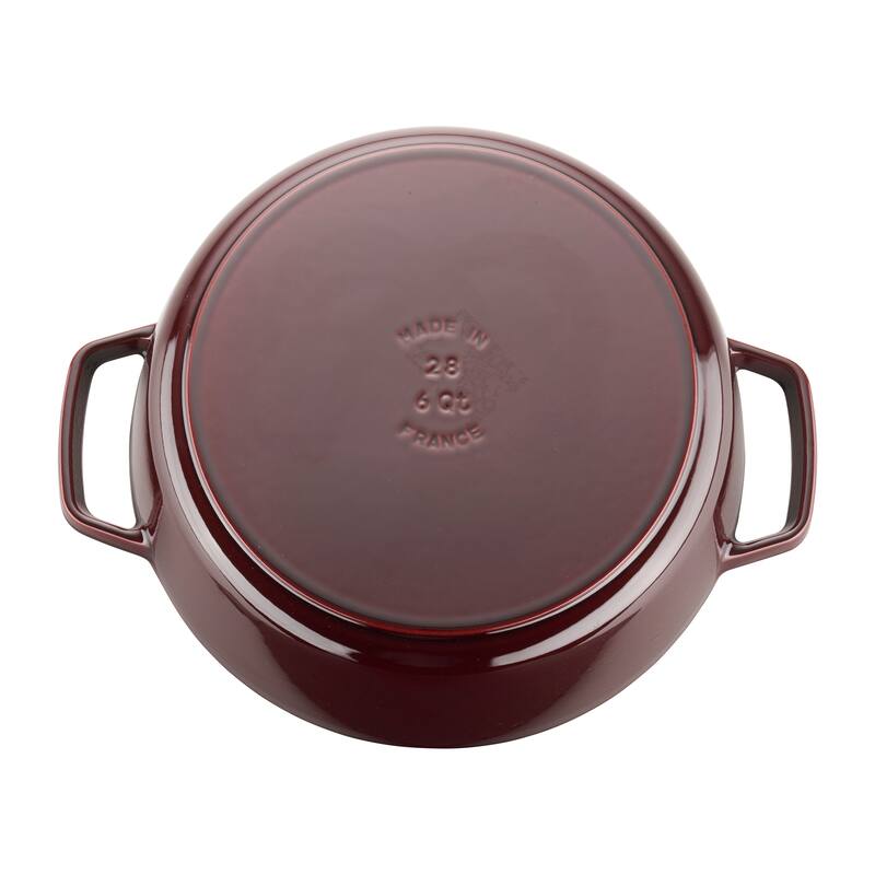 STAUB Cast Iron 6-qt Cochon Shallow Wide Round Cocotte
