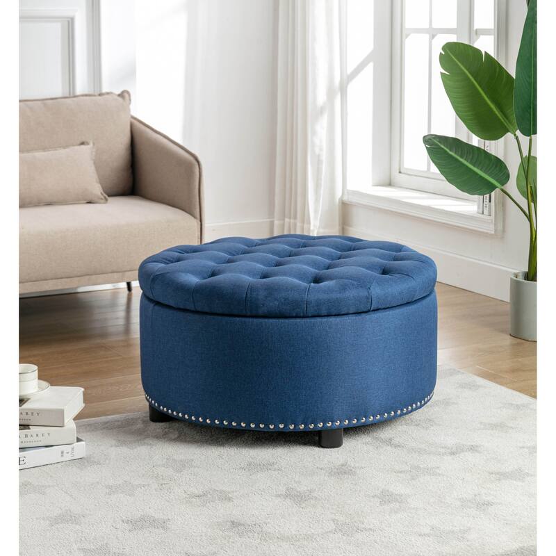 Porthos Home Nala Fabric Round Storage Ottoman