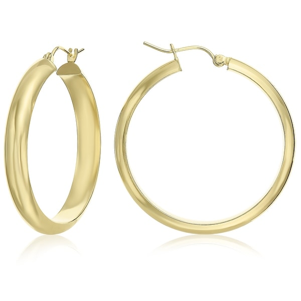 Mcs Jewelry Inc 14 KARAT YELLOW GOLD LARGE HALF ROUND HOOP EARRINGS (DIAMETER: 50MM)