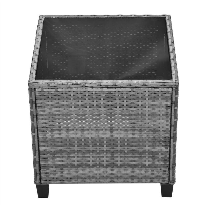 3 Pcs Patio Furniture Set, Patio Recliner Chairs Set of 2, Patio Conversation Set w/ Side Table, Outdoor Rattan Reclining Chairs