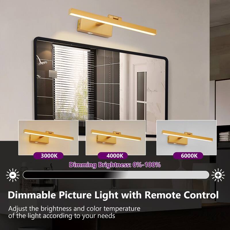 Modern Wireless LED Vanity Light 3CCT Dimmable, Remote Control, Rechargeable, Easy Magnetic Installation