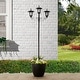 preview thumbnail 4 of 12, Glitzhome Set of 2 74"H Solar Three Head Street Light with Planter Pot Pathway Lamp Single Black