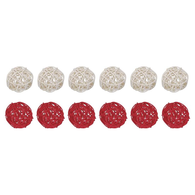 Set of 12 Pcs Wicker Rattan Balls 2 Inch Rattan Decorative Balls