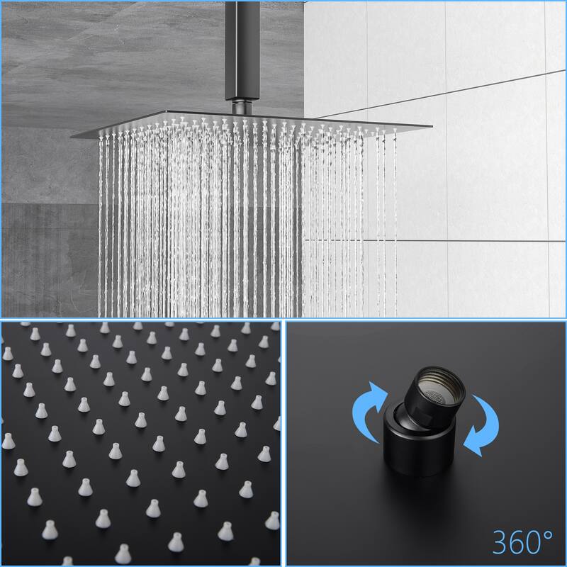Topcraft 12-inch Ceiling Mount Square Shower System with Rough-in Valve - 12*12