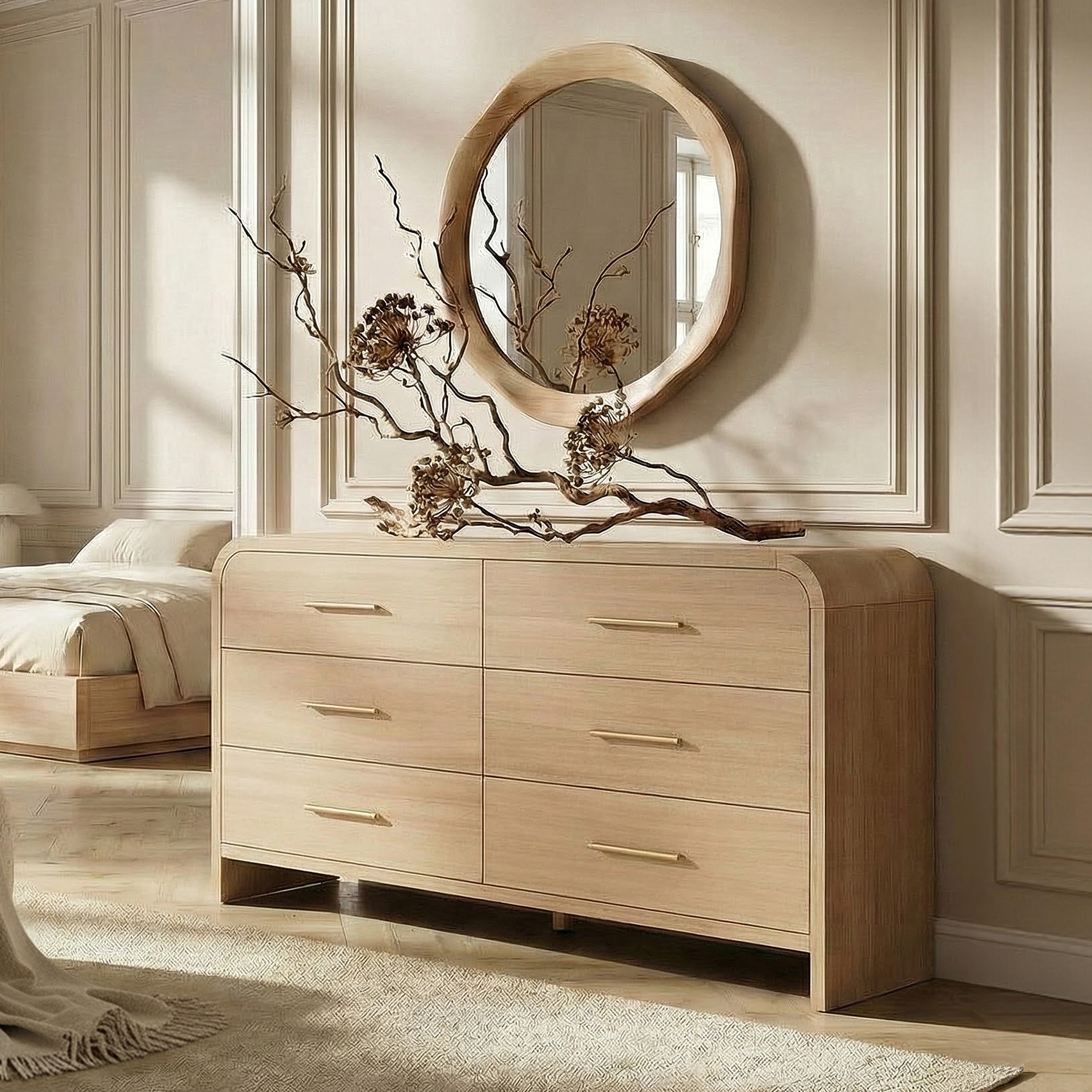 6-Drawer Storage Cabinets with Large Rounded Corner Engineered