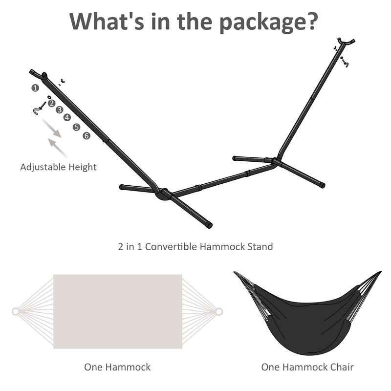 10.7 ft. 2-Person Brazilian-Style hammock with Stand - Convertible