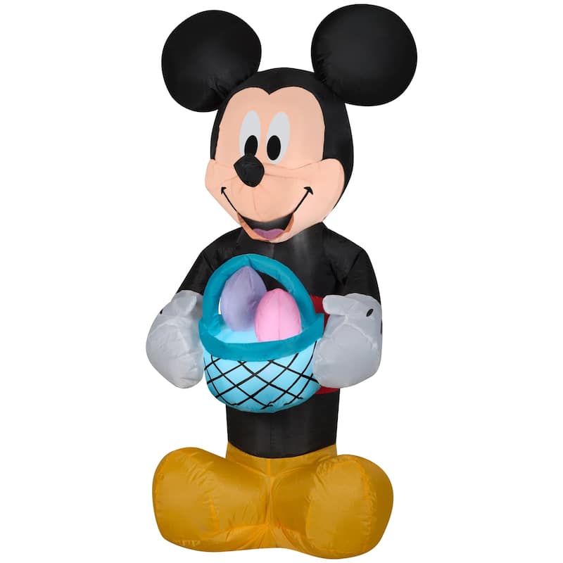 Gemmy Airblown Inflatable Mickey Mouse with Easter Basket, 3.5 ft Tall