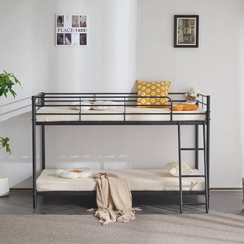 Twin-friendly Metal Bunk round Beds in Multiple colors - Black