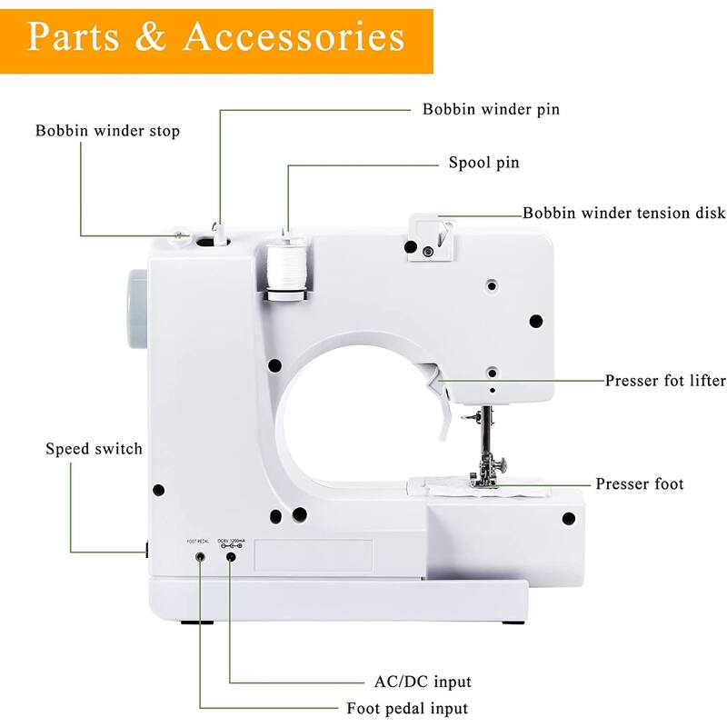 Kids Sewing Machine with 12 Built-In Stitches, Foot Pedal