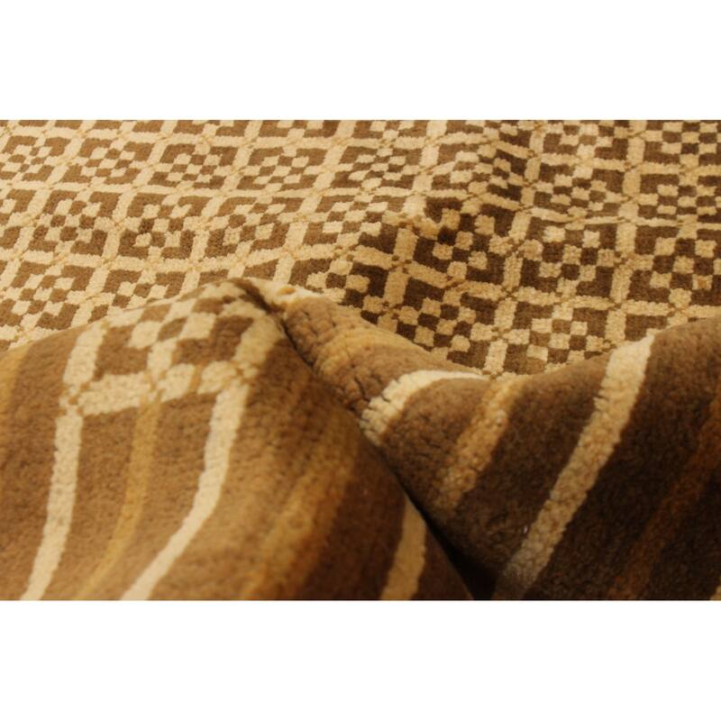 ECARPETGALLERY Hand-knotted Finest Peshawar Ziegler Gold Wool Rug - 8'0 x 10'5