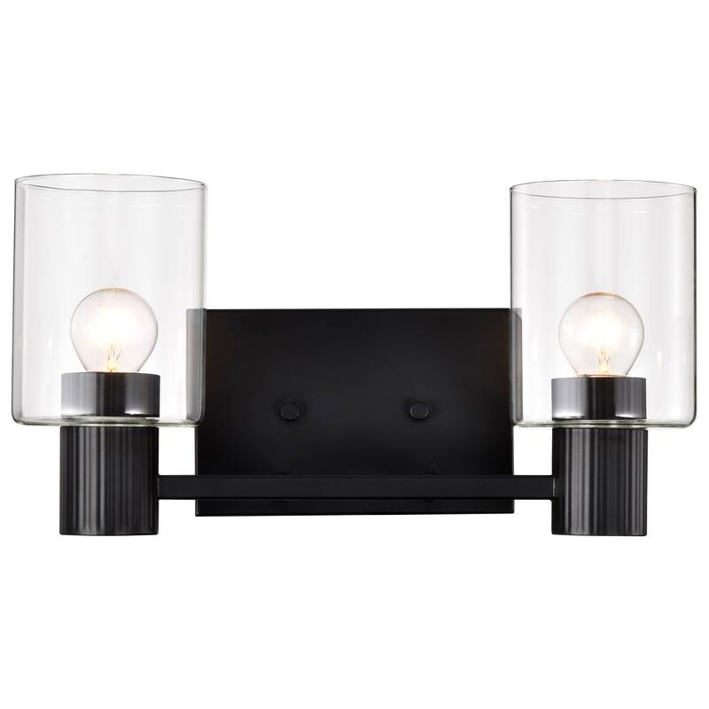 Clarksville 2 Light Vanity Matte Black with Clear Glass