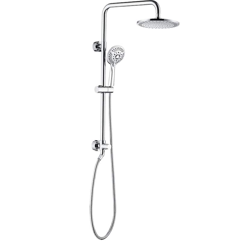 BRIGHT SHOWERS Rain Shower heads system including rainfall shower head and handheld shower head with height adjustable holder - 1.8 Gallon Per Minute - Chrome