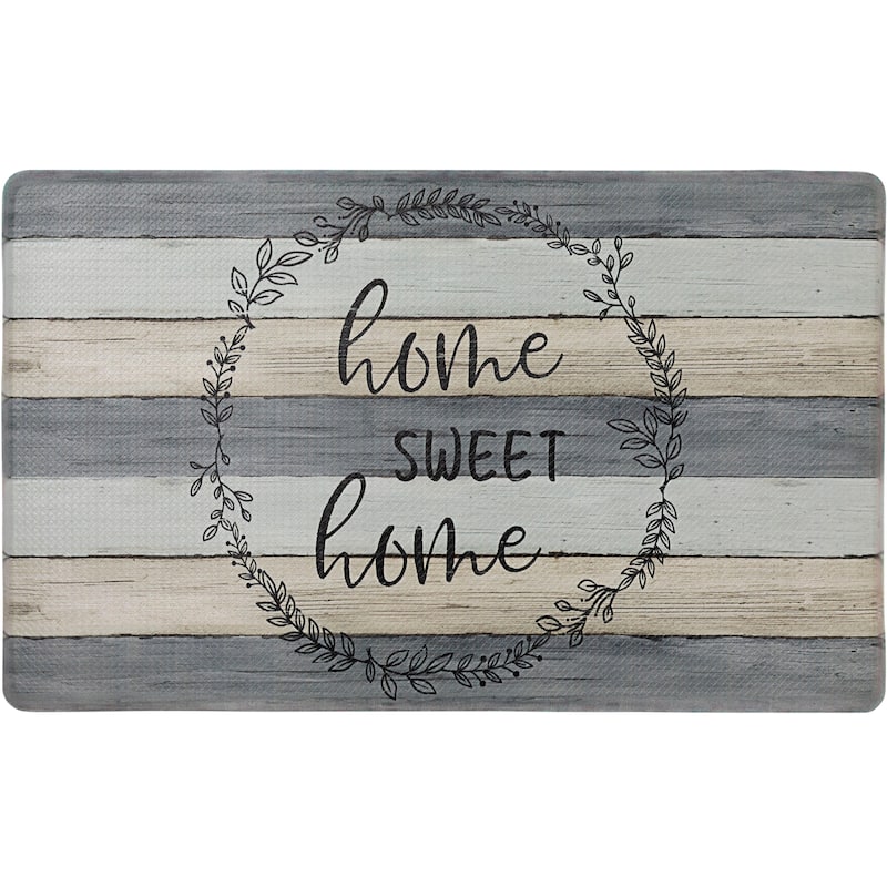 SoHome Cozy Living Home Sweet Home Modern Farmhouse Anti-Fatigue Kitchen Mat, Grey/Beige